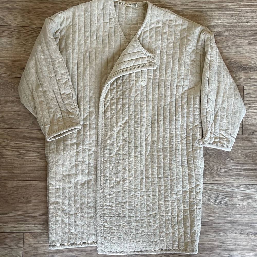 Black Crane Quilted Jacket Color Natural Linen XS